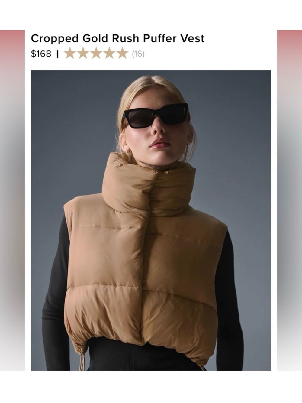 ALO Cropped Gold Rush Puffer Vest - Picture 2 of 8